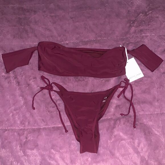 Burgundy Two Piece Swimwear - Picture 1 of 6